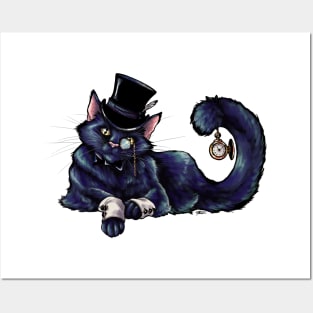 Fancy Cat - Longhair Black Gentleman Kitty Posters and Art